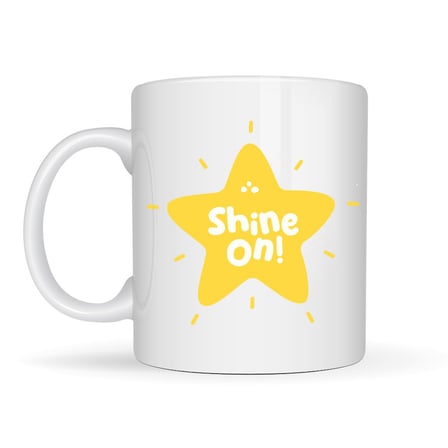 Shine On "PARLAMAYA DEVAM ET" Yıldız Tasarımlı Porselen Kupa MODEL 155 – Motivasyon Kupası – Günlük 