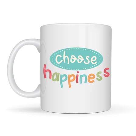 Choose Happiness "MUTLULUĞU SEÇ" Yazılı Porselen Kupa MODEL 156 – Motivasyon Kupası – Renkli Tasarım