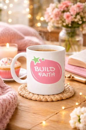 Build Faith "UMUDUNU İNŞA ET" Yazılı Porselen Kupa MODEL 151 – Motivasyon Temalı, Kahve & Çay Kupası