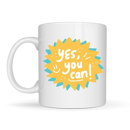Yes You Can Motivasyon Kupası MODEL 131, Pozitif Mesajlı Porselen Kupa, İlham Veren Tasarım, Ofis & 
