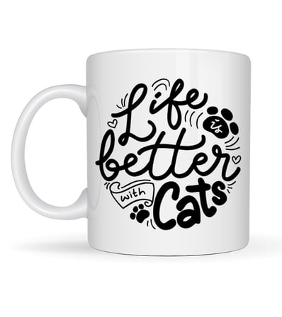 Life is Better With Cats – Kedi Severlere Özel Porselen Kupa MODEL 59 Sevimli Tasarım Hediyelik Kahv