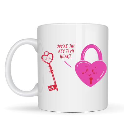 Model 27 – You’re The Key To My Heart Tasarımlı Porselen Kupa - Sevgiliye Arkadaşa Özel Anlamlı Hedi