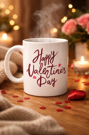 Happy Valentine’s Day Baskılı Porselen Kupa Model 2 – Sevgililer Günü Özel Tasarım