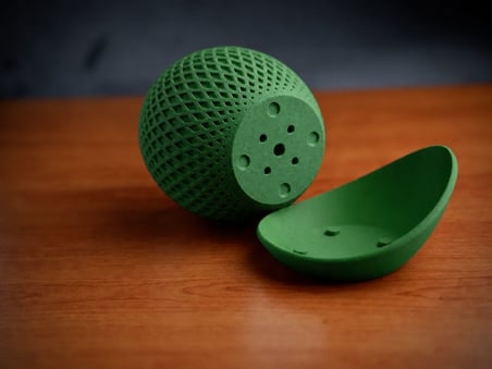 3D Baskı Küre Saksı - Kafes Dokulu İki Parçalı Dekoratif Saksı - Yeşil-Yeşil