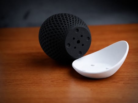 3D Baskı Küre Saksı - Kafes Dokulu İki Parçalı Dekoratif Saksı - Siyah-Beyaz