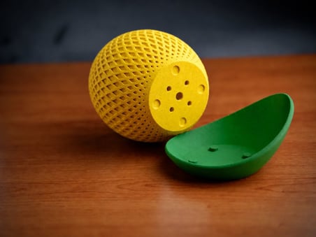 3D Baskı Küre Saksı - Kafes Dokulu İki Parçalı Dekoratif Saksı - Sarı-Yeşil