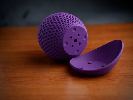 3D Baskı Küre Saksı - Kafes Dokulu İki Parçalı Dekoratif Saksı - Mor-Mor