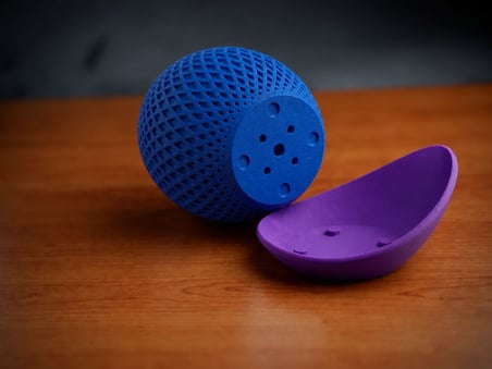 3D Baskı Küre Saksı - Kafes Dokulu İki Parçalı Dekoratif Saksı - Mavi-Mor
