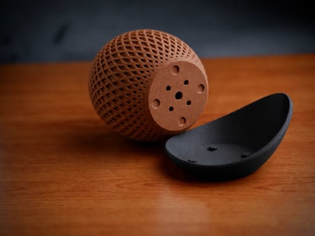 3D Baskı Küre Saksı - Kafes Dokulu İki Parçalı Dekoratif Saksı - Kahverengi-Siyah