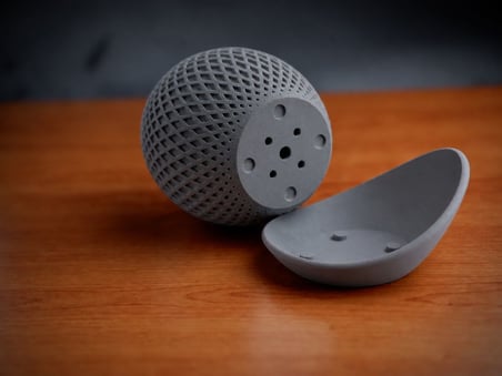 3D Baskı Küre Saksı - Kafes Dokulu İki Parçalı Dekoratif Saksı - Gri-Gri