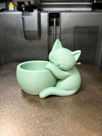 3D Baskı Sarılan Kedi Saksı - Sevimli Dekoratif Saksı - Mint