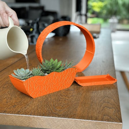 3D Baskı Self-Watering Planter - Kendi Kendini Sulayan Saksı-Turuncu