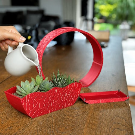 3D Baskı Self-Watering Planter - Kendi Kendini Sulayan Saksı-Kırmızı