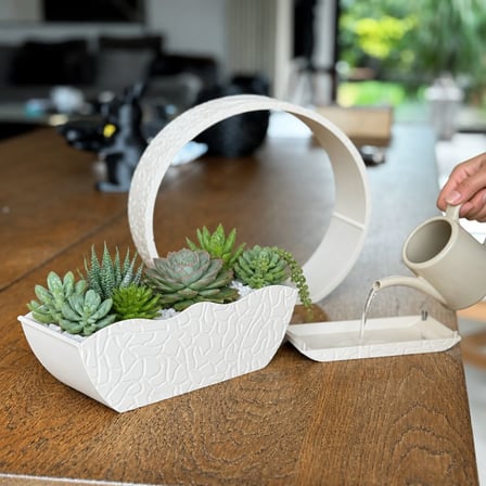 3D Baskı Self-Watering Planter - Kendi Kendini Sulayan Saksı-Beyaz