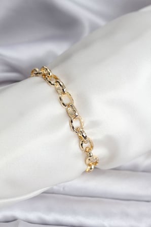 14K Renk Kaplama Lazerli Zincir Model CM Kadın Bileklik