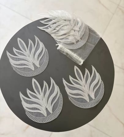 6 lı Dantel Kahve Sunumluğu 15x15 cm Asorti Desenli Bardak Altlığı Türk Kahvesi Fincan Sunum Seti
