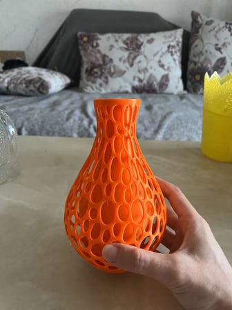 3D Baskı Petek Dokulu Vazo - Delikli Dekoratif Vazo-Turuncu