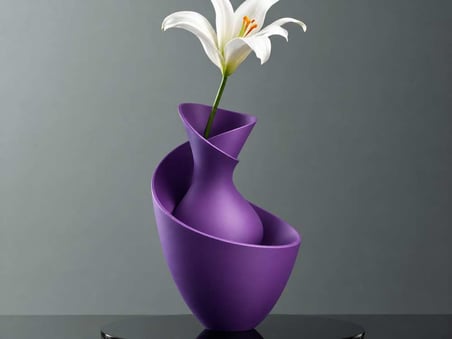 3D Baskı Bold Vazo - Akışkan Formlu Dekoratif Vazo-Mor