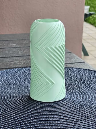 3D Baskı Vector Vazo - Geometrik Çizgili Dekoratif Vazo-Mint