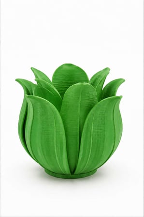 3D Baskı Lotus Yapraklı Vazo - Dekoratif Çiçeklik-Yeşil