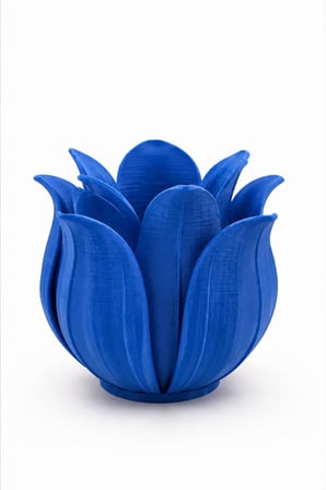 3D Baskı Lotus Yapraklı Vazo - Dekoratif Çiçeklik-Mavi