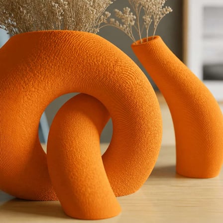3D Baskı Interlocking Vazo - İç İçe Geçen Dekoratif Vazo-Turuncu