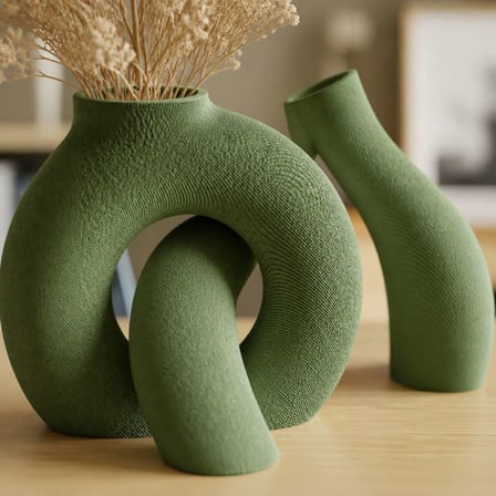 3D Baskı Interlocking Vazo - İç İçe Geçen Dekoratif Vazo-Yeşil
