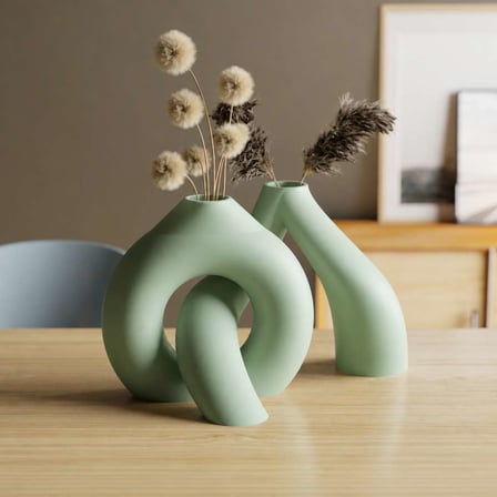 3D Baskı Interlocking Vazo - İç İçe Geçen Dekoratif Vazo-Mint