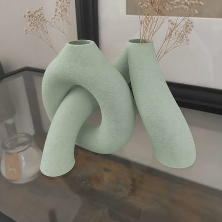3D Baskı Interlocking Vazo - İç İçe Geçen Dekoratif Vazo-Mint