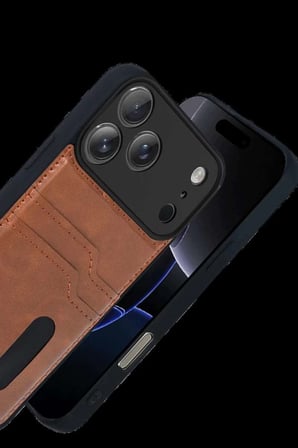iPhone 17 Pro Max Sara Kartvizitli Deri Kılıf - Taba
