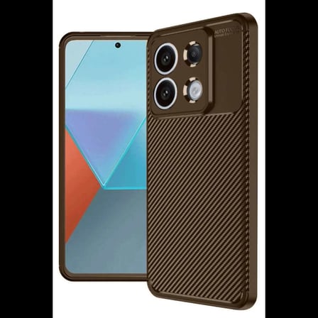 Redmi Note 13 Pro 4G Kılıf Auto Focus Karbon Kapak - Kahverengi