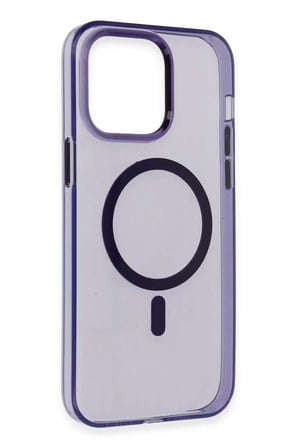 iPhone 14 Pro Max Kılıf Tron Şeffaf Magsafe Kapak - Derin Mor