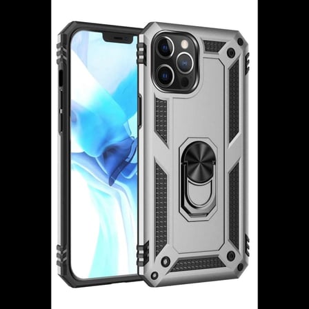 iPhone 12 Pro Max Kılıf Sofya Yüzüklü Silikon Kapak - Gümüş