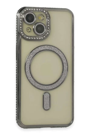 iPhone 14 Kılıf Joke Simli Magneticsafe Kılıf - Gri