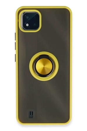 Realme C11 2021 Kılıf Montreal Yüzüklü Silikon Kapak - Sarı