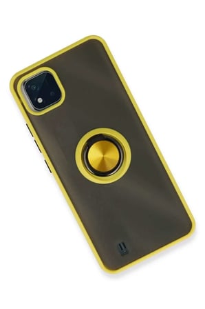 Realme C11 2021 Kılıf Montreal Yüzüklü Silikon Kapak - Sarı