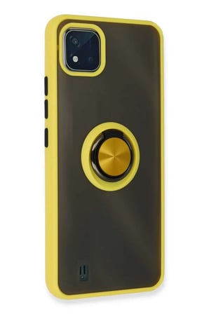Realme C11 2021 Kılıf Montreal Yüzüklü Silikon Kapak - Sarı
