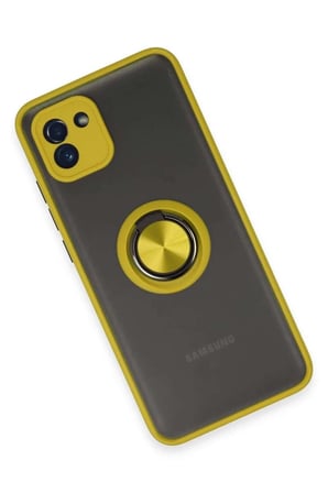 Galaxy A03 Kılıf Montreal Yüzüklü Silikon Kapak - Sarı