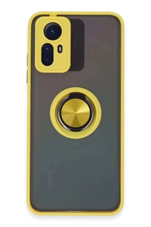 Redmi Note 12S Kılıf Montreal Yüzüklü Silikon Kapak - Sarı