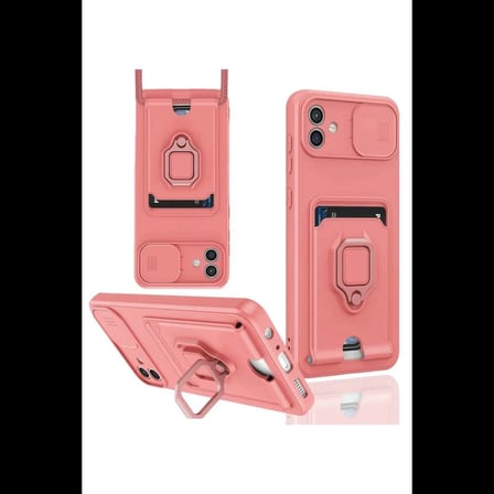 Galaxy A06 Kılıf Zuma Kartvizitli Yüzüklü Silikon - Pembe