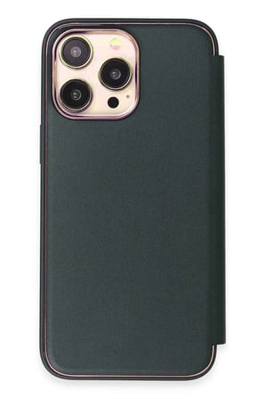 iPhone 14 Pro Kılıf Dolpin Kapaklı - Koyu Yeşil