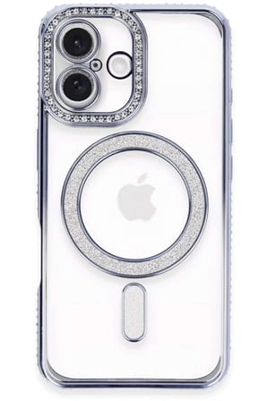 iPhone 16 Kılıf Joke Simli Magneticsafe Kılıf - Mavi