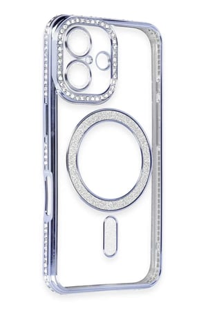 iPhone 16 Kılıf Joke Simli Magneticsafe Kılıf - Mavi