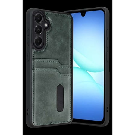 Galaxy A57 5G Sara Kartvizitli Deri Kılıf - Yeşil