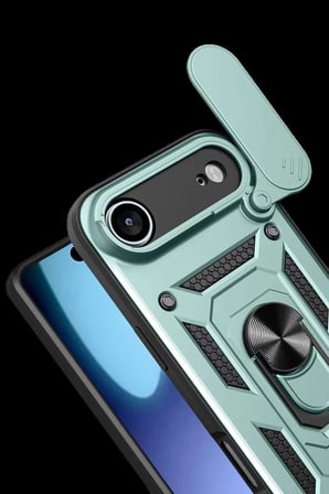 iPhone 17 Air Pars Lens Yüzüklü Silikon - Yeşil