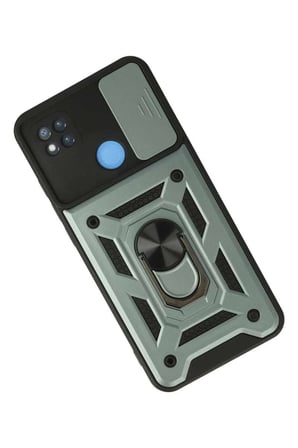 Redmi 9C Kılıf Pars Lens Yüzüklü Silikon - Yeşil