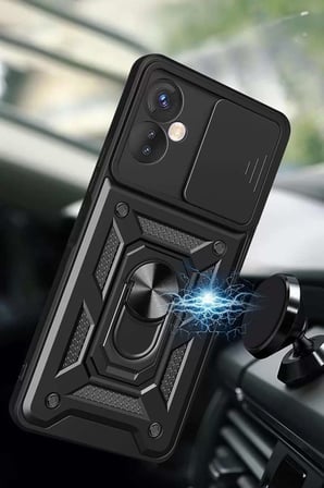 Hot 30 5G Kılıf Pars Lens Yüzüklü Silikon - Yeşil
