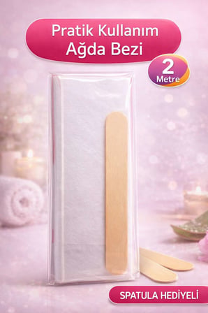 Biowet Ağda Bezi 2 Metre Spatula Hediyeli Epilasyon Bezi Dayanıklı Tüy Dökme Bezi 2'li Paket