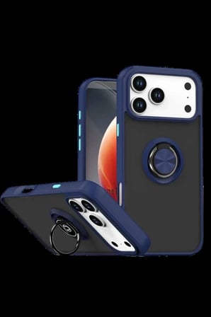iPhone 17 Pro Max Montreal Yüzüklü Silikon Kapak - Lacivert