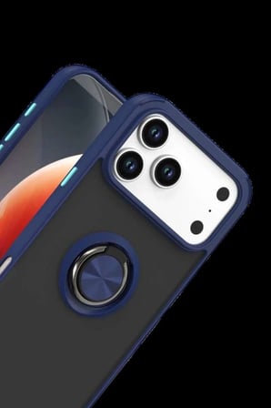 iPhone 17 Pro Max Montreal Yüzüklü Silikon Kapak - Lacivert